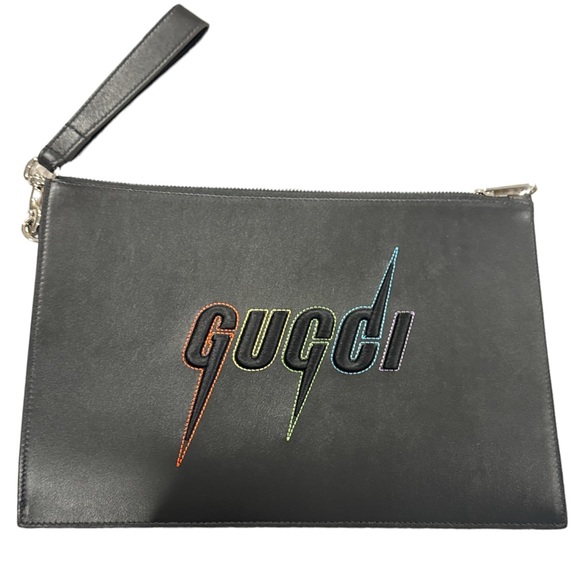 Authentic Gucci Blade Embroidered Leather Large clutch Wristlet Bag New - Picture 8 of 8